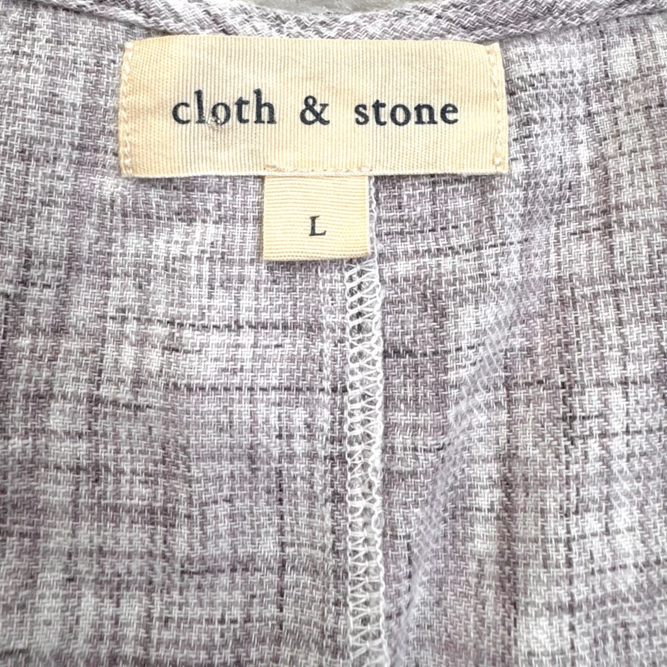 Camiseta sin mangas Anthropologie Cloth & Stone cuello en V lino flecos dobladillo gris para mujer grande Foto 3 de 4