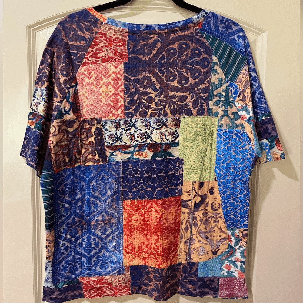 PERUVIAN CONNECTION Patchwork Tee Women’s Size XS… - image 6