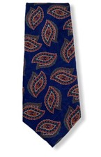 London Fog Mens Blue Red Paisley Neck Tie 100% Poly Made In USA