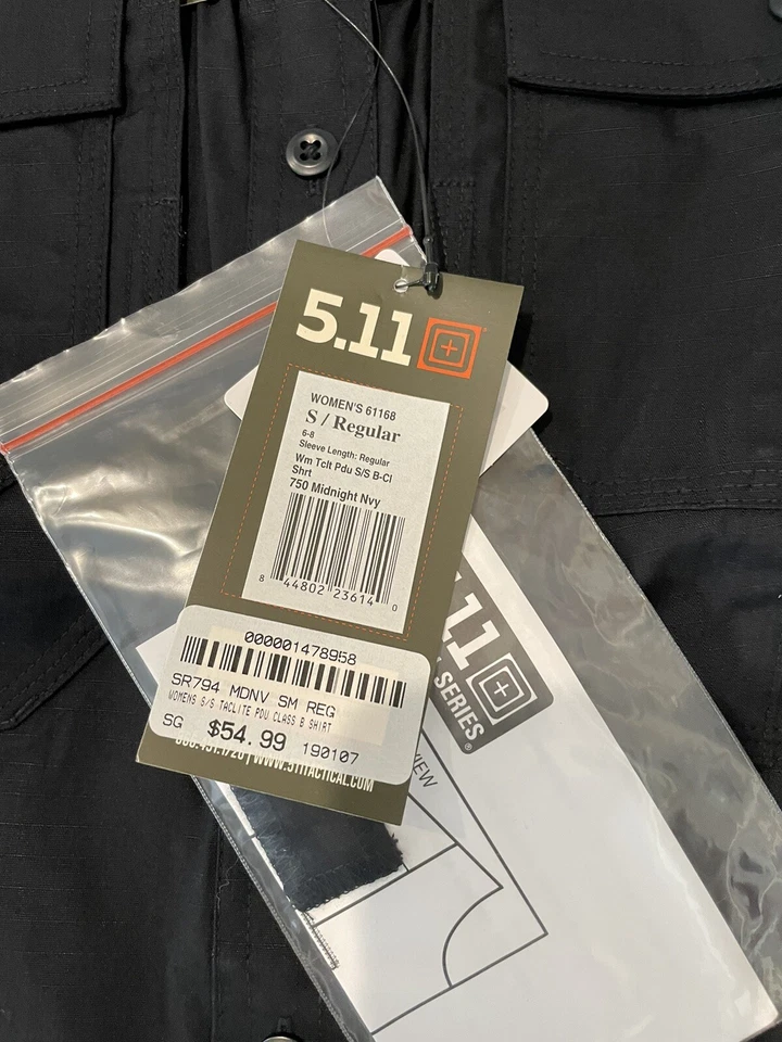 Camisa 5.11 táctica para mujer PDU clase B sarga S/S, 61168-724 azul marino medianoche Foto 3 de 4