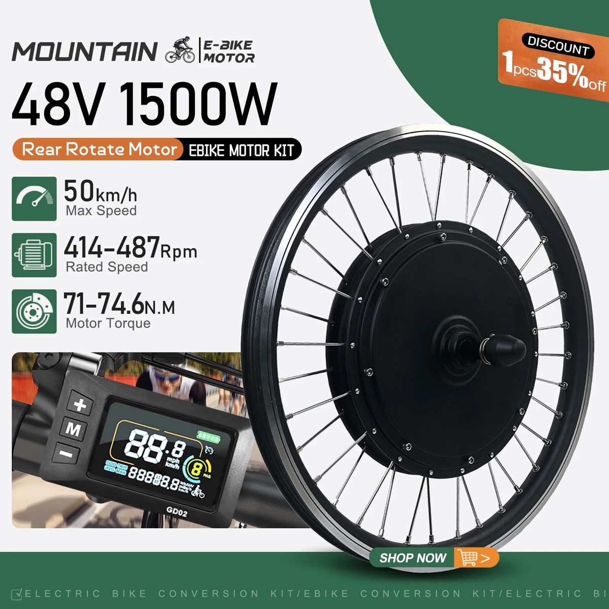 48v 1500w electric bicycle kit VARSTROM Rear Hub Complete Conversion running as the same speed) * Reverse 27.5 inch 48V 1500W rear