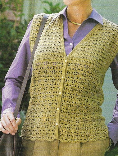 LEAF LACE VEST 3 SIZES WOMEN'S CROCHET 