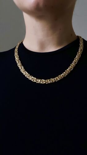 14k Yellow Gold Byzantine Chain Necklace - Byzantine Men's Chain 7mm 20 In 17Gr - 第 3/8 張圖片