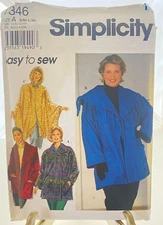 #7346 Simplicity Womens Jacket and Poncho Sewing Pattern Size S/M-L/XL