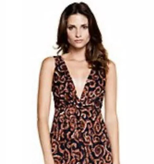 118. Maxi abito Tory Burch blu navy sapello corallo nuovo con etichette M $425