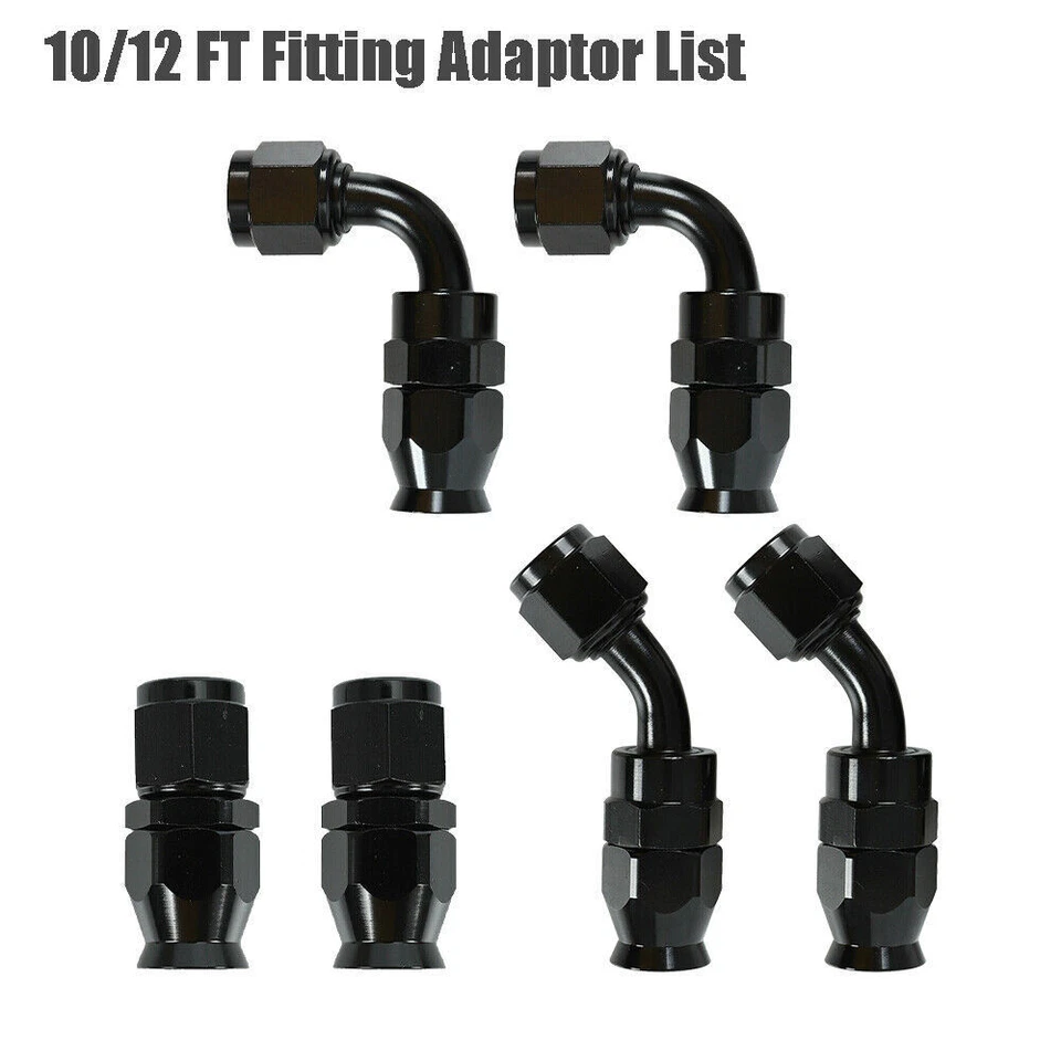 6AN-8AN-10AN Black Nylon E85 PTFE Fuel Line 10-30FT w/6 or 10 Fittings Hose Kit - Image 2 of 4