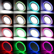 White RGB Dual Color LED Light LED Ceiling Recessed Panel Downlight Spot Lamp AC