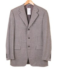 Canali Handmade in ITALY Gray Blue Club Check Flannel Wool Sport Coat Jacket 40L