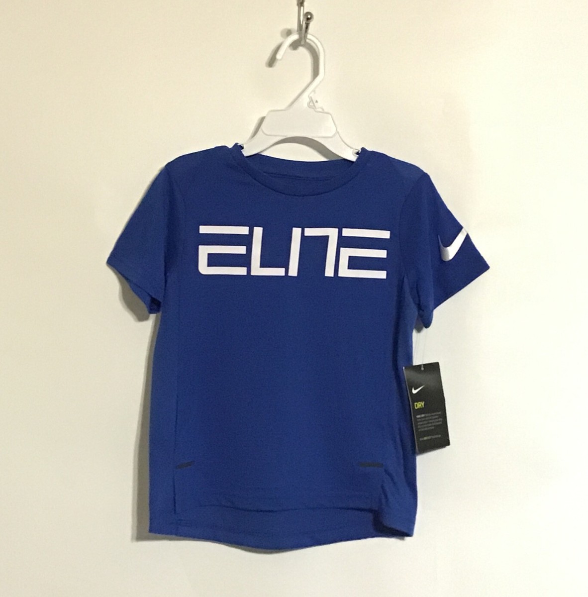 Nike Dri-Fit Elite T-Shirt Game Royal Blue White Logo Boys Size