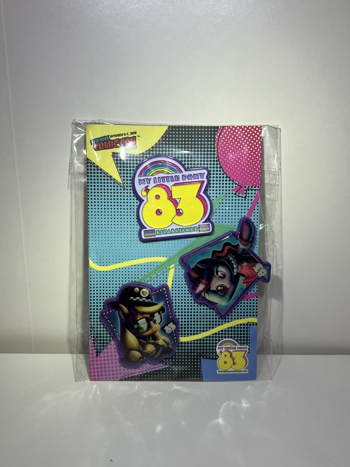 Spilla My Little Pony 83 Set di 3 Cappello Bavero Comic Con Comiccon 2018 Esclusiva Nuova
