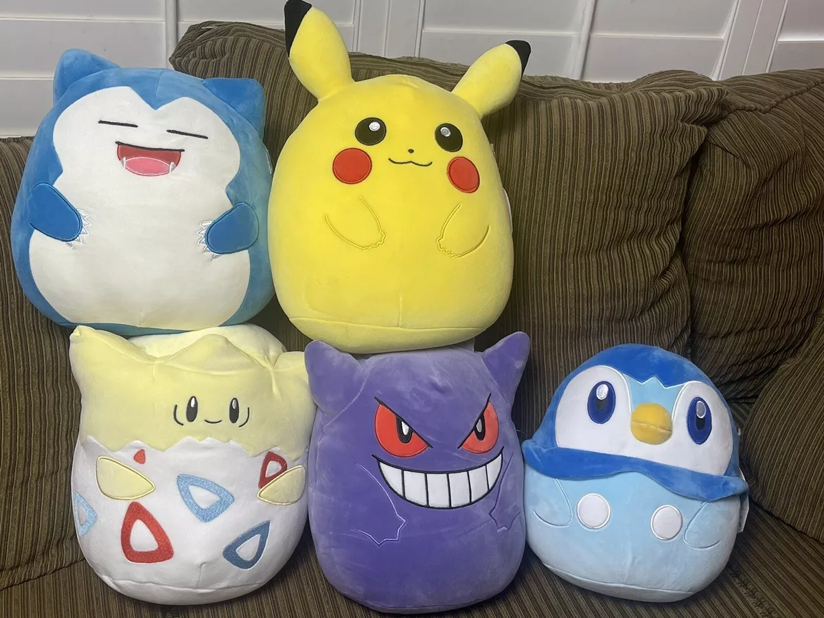 10 inch Pokemon Squishmallow Set of 5 Piplup Snorlax Pikachu Togepi &  Gengar!