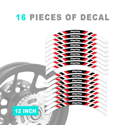 SS08W 12'' Red Rim Sticker Wheel Stickers Stripes Strip For GROM