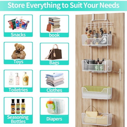 Over Door Organizer Storage - Hanging Door Organizer with 4 Metal Large Capac... - Picture 6 of 8