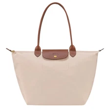 LONGCHAMP Le Pliage Original Large Tote Cream "Papier" Nylon Travel Shoulder Bag