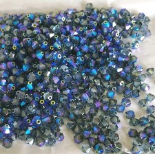Swarovski 5328 4mm bicone beads, Aquamarine AB Satin 24pcs 