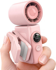 Clip-On Portable Fan, 13500 RPM Rechargeable Handheld Mini Fan with LED Display,