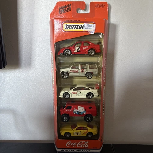 VINTAGE 1989 COCA-COLA - MATCHBOX DIE CAST VEHICLES SET OF 5 "MATTEL WHEELS"---S