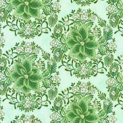 KAUFMAN - Holiday Flourish - Festive Finery - Damask - Fresh Sage 1/4yd