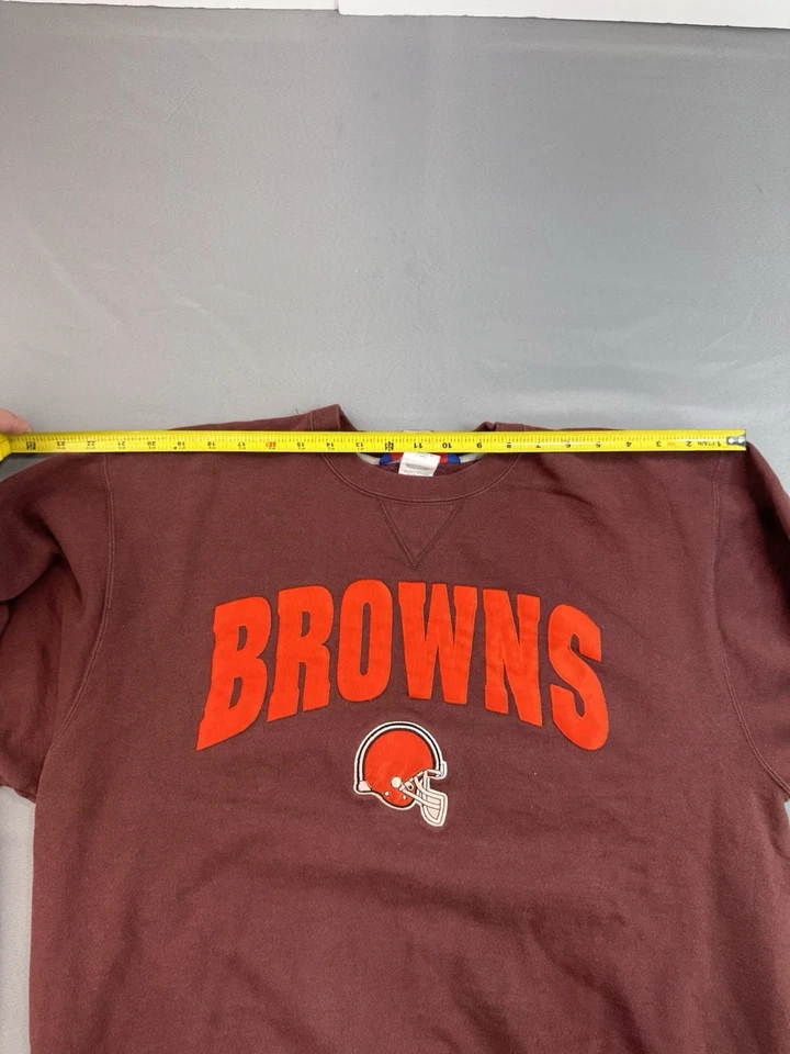 复古 90 年代 Champion Cleveland Browns 圆领运动衫尺寸 L 棕色 罕见 — 第 4/4 张图片