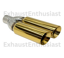 New Big Loud 3 Inlet Offset Twin 4 Dual Wall Outlet 18 Long Exhaust Tip Ss304
