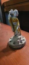 Vintage Japanese Porcelain Figural Flower Frog Kimono Lady Ikebana Holder