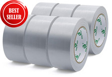 6 Rolls Heavy Duty Silver Duct Tape, Easy Tear Gaffer Tape, Cloth Duct Tape for