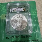 2021 $1 Type 1 American Silver Eagle ICG MS69 Breakmint Blackjack Label