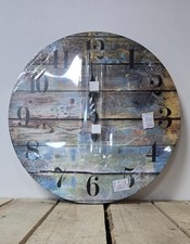 Stonebriar Rustic Farmhouse Style Wooden 18 Inch Dia Battery Operated Wall Clock
