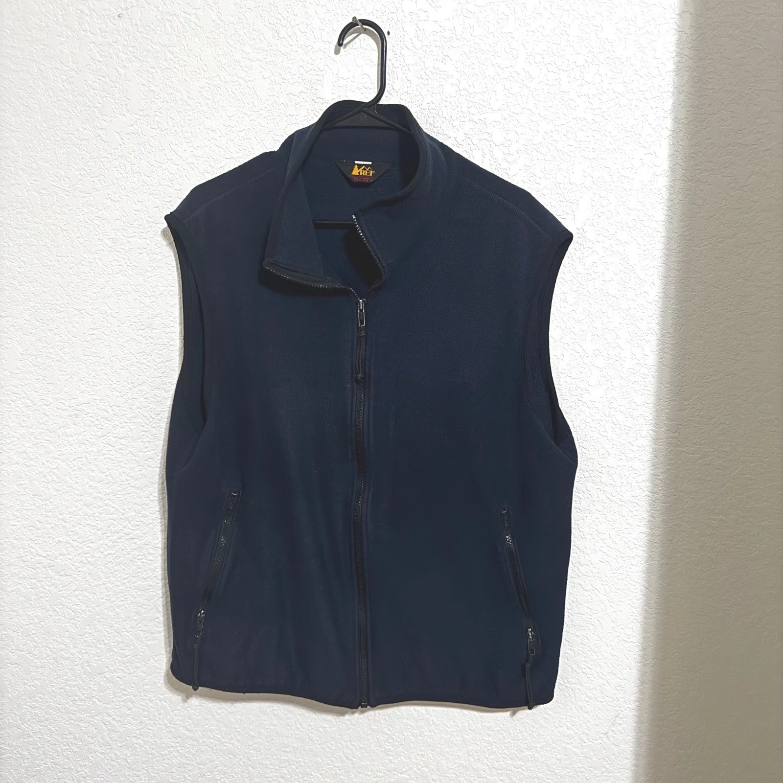 VINTAGE REI Polartec Fleece Vest Mens L Navy Blue Full Zip Hiking Gorpcore