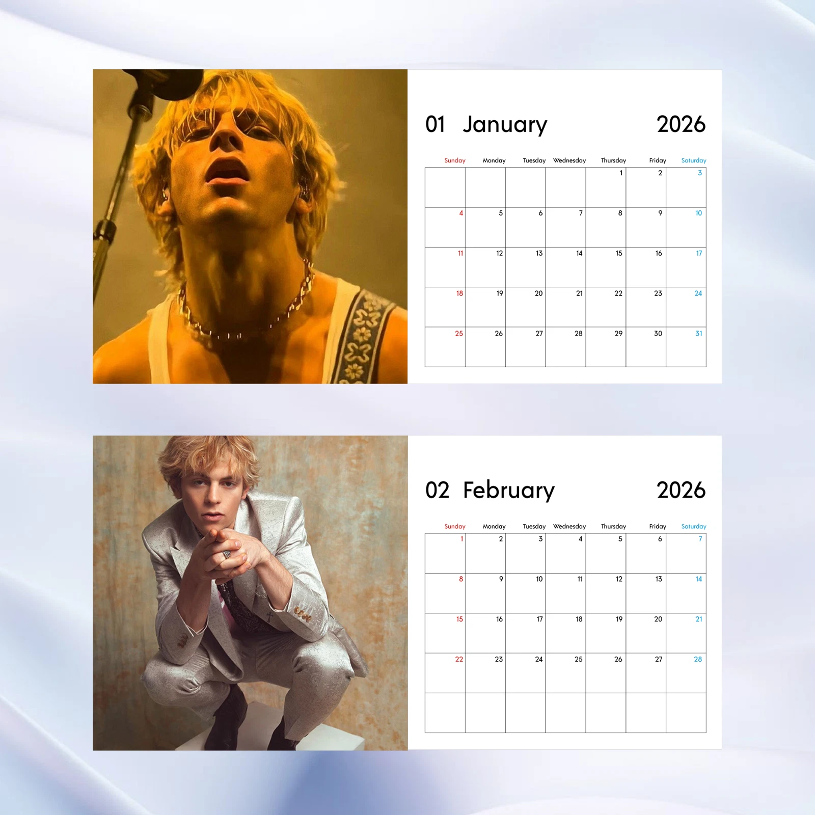 Ross Lynch 2026 Calendar, Pop Star Wall Calendar, Celebrity Gift for Fans