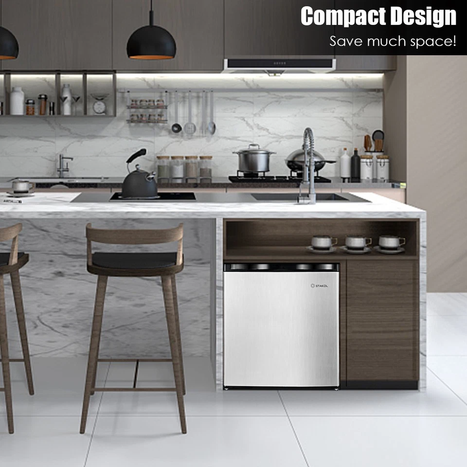 Stakol 1.1 cu.ft. Compact Single Door Mini Upright Freezer Stainless Steel Door - Image 2 of 4