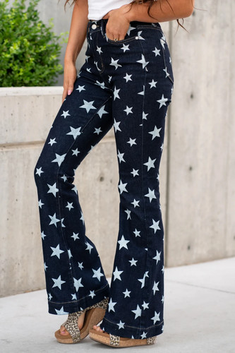 Judy Blue Women’s Stars All Over High Rise Flare Jean, Size 18W