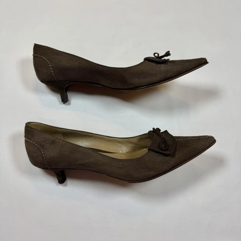 Vintage Bruno Magali Gamuza Zapatos de salón, Mujer Punta Punta Punta Marrón, Talla 7 B Foto 3 de 4