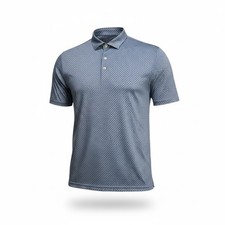 Johnnie-o Geometric Print Golf Polo Blue Short Sleeve Golf Casual Mens Large