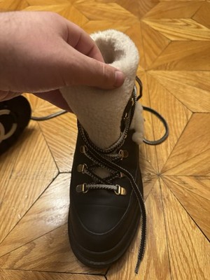 Chanel Interlocking CC Logo Leather Combat Boots Size 38 | eBay