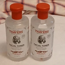 2 PACK Thayers Facial Toner Witch Hazel Rose petal Aloe  Alcohol-Free 8oz New