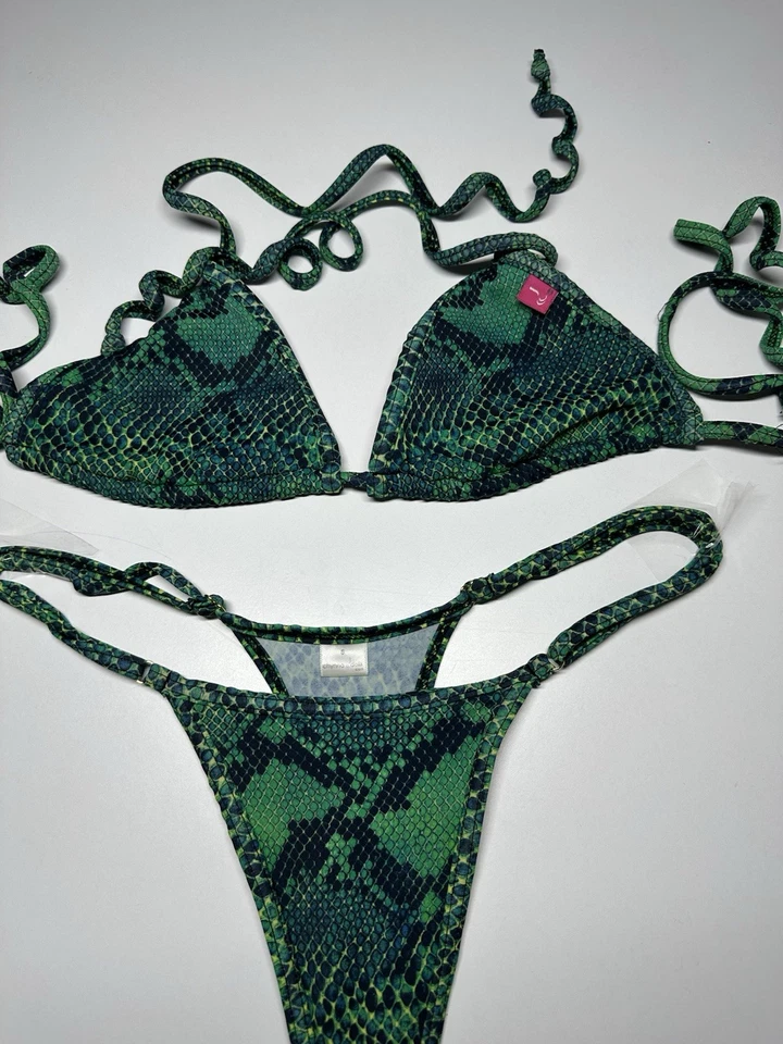 Chynna куклы микро плавать бикини 2 изделия верхний размер M стринги низ S змея зеленый - Изображение 2 из 4