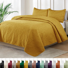 Luxury Bedspread Bedding Set 3 Piece Quilted Coverlet Bed Throw Queen King Size