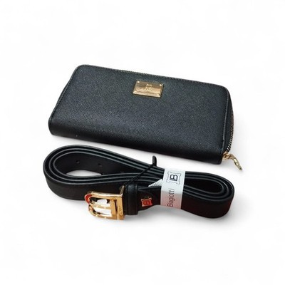LAURA BIAGIOTTI Damen Geldbörse und Gürtel mit Logo schwarz CLB23W-047