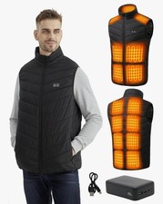 Gilet Chauffant 15 Zones de Chauffage Étanche Lavable en Machine Noir 20000mAh Batterie