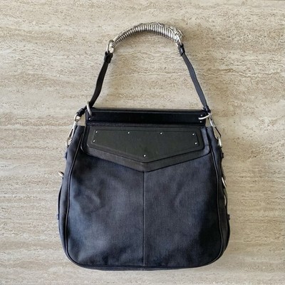 Vintage Yves Saint Laurent Mombasa Black Canvas Leather Metal
