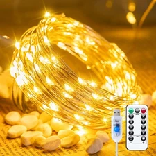 Minetom Twinkle Fairy Lights, 33 ft 100 LED USB Plug in String Lights with Re...