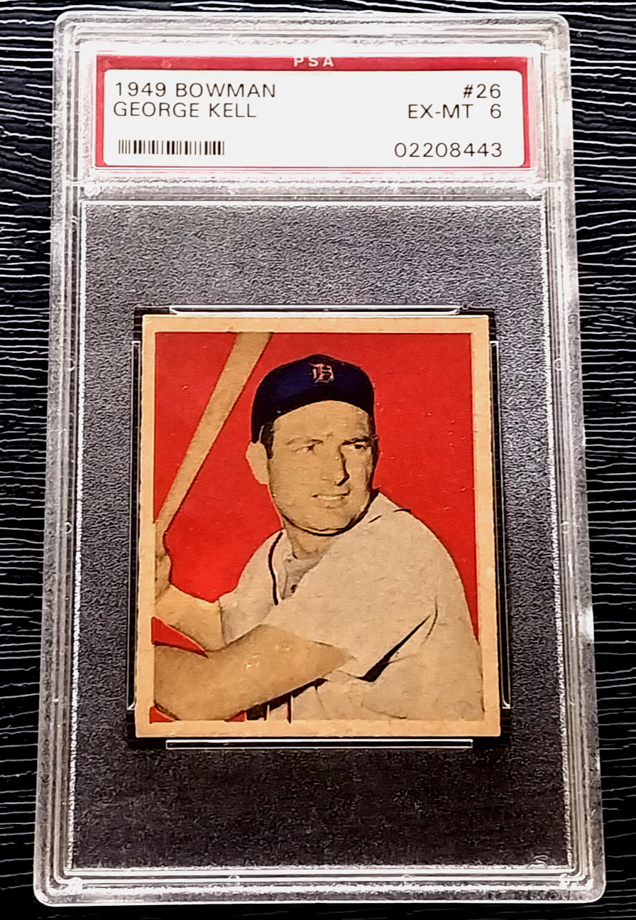 1949 BOWMAN GEORGE KELL ROOKIE BASEBALL CARD #26 *PERFECT CENTERING* PSA 6 EXMT