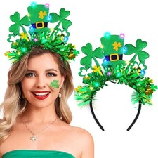 ACEDRE Light Up St. Patrick's Day Headband Led Glowing One Size, Green