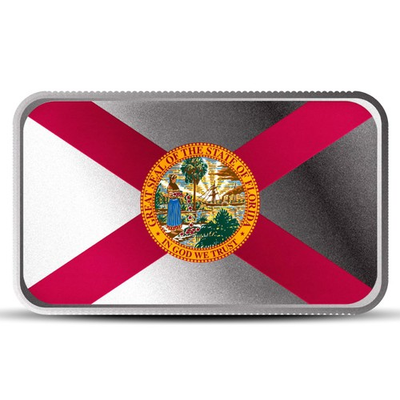 #ad 1 oz Florida State Flag Silver Bar Colored $110.68