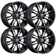 Set-4 Vision 423 Manic 20x9 6x5.5 6x139.7 12mm Black Machined Wheels 20 Inch
