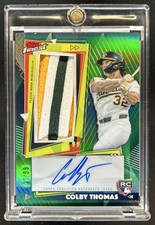 2026 Topps Finest Colby Thomas Patch Auto RC Green Refractor #/99 Rookie