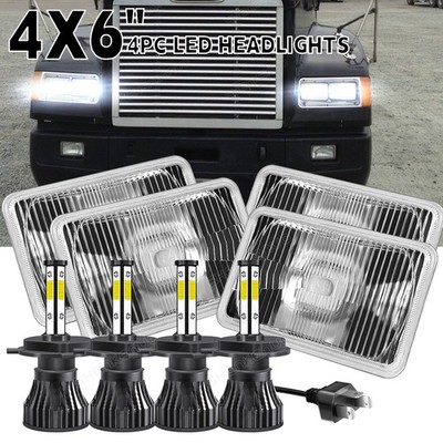 4X LED Headlights For Freightliner FLD120 FLD112 4''x6'' 100W Hi/Lo Sealed Beam