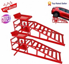 2 Pack 5 Ton Hydraulic Car Truck Service Ramps Low Profile Built In Jack