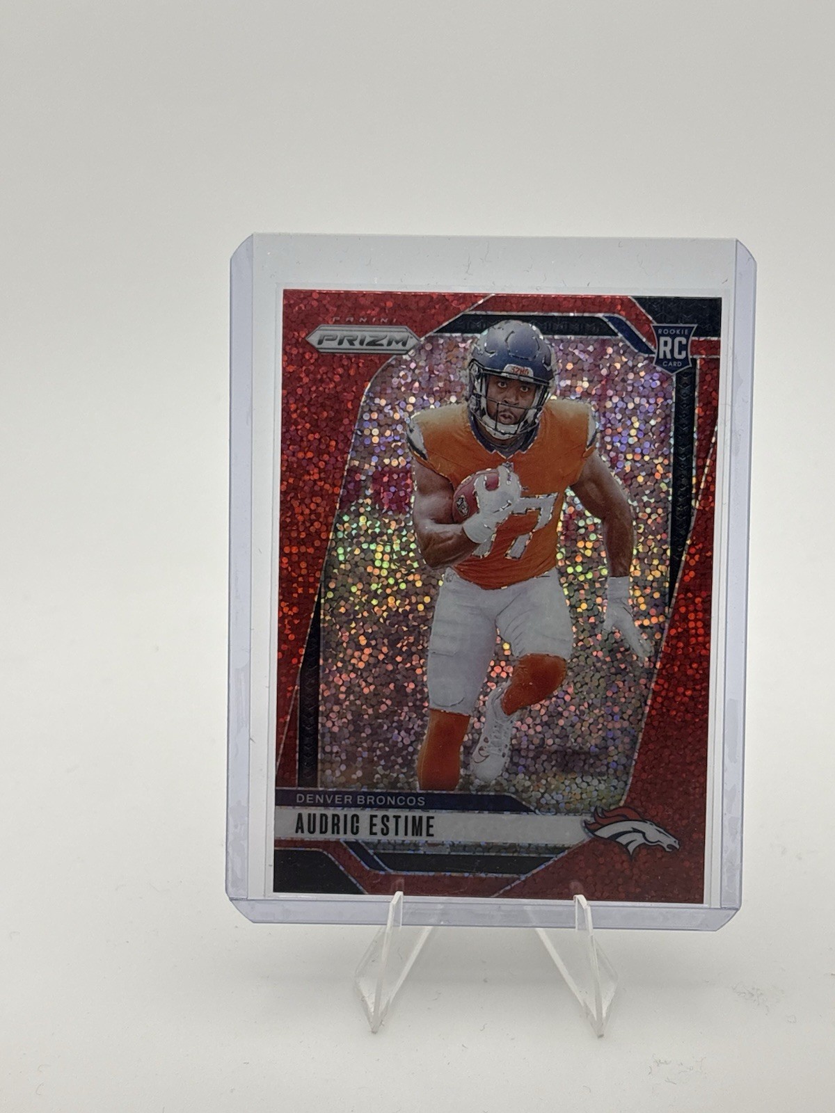 2024 Panini Prizm Sparkle Audric Estime Red Sparkle Rookie Card #306